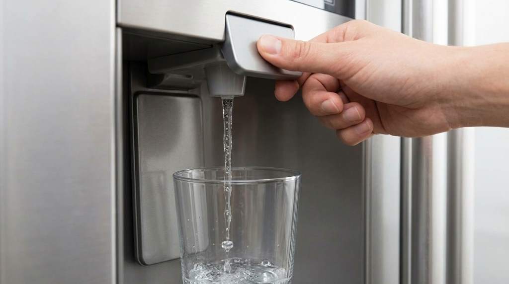 Inspecting refrigerator water line for flow restriction