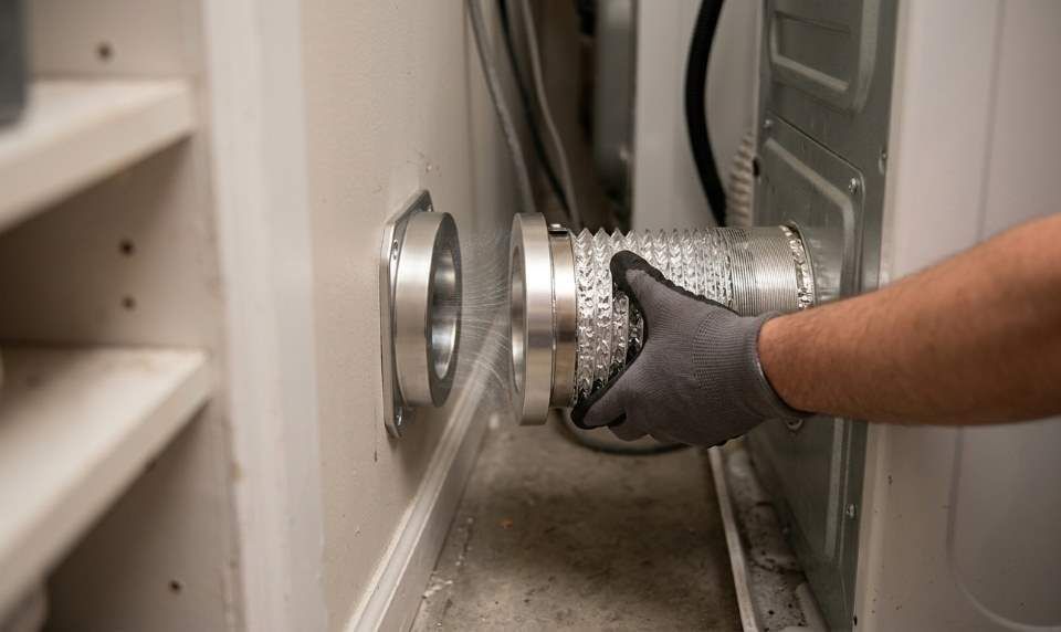 Jeevony magnetic dryer vent coupling connected behind a dryer