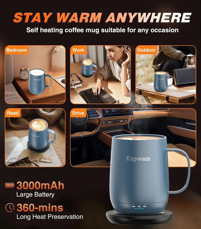 Best Kepwam Self-Heating Coffee Mug T2 for everyday use