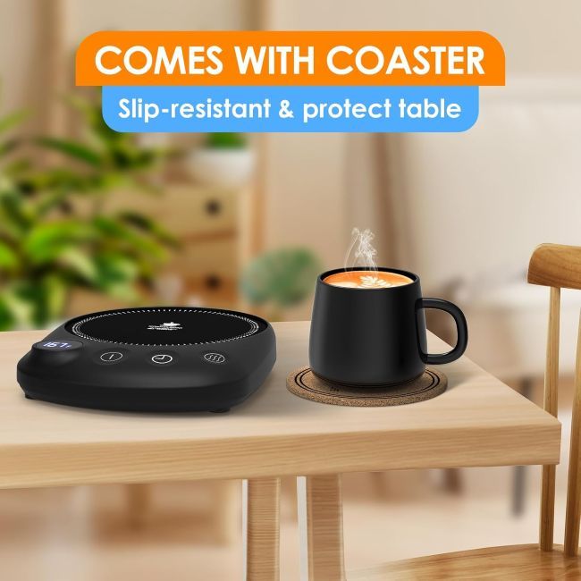 KitchekShop desk coffee warmer with adjustable timer for everyday beverage warming