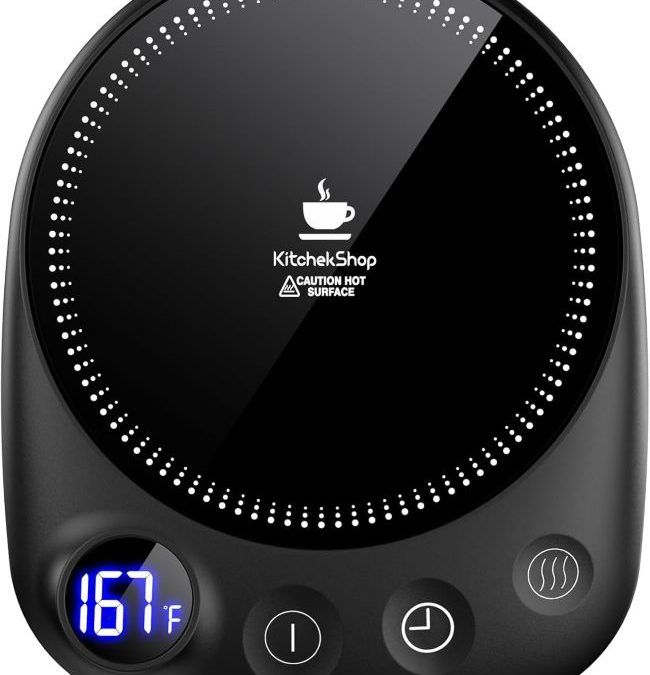 KitchekShop coffee warmer with 1–12 hour timer for Missouri desk routines