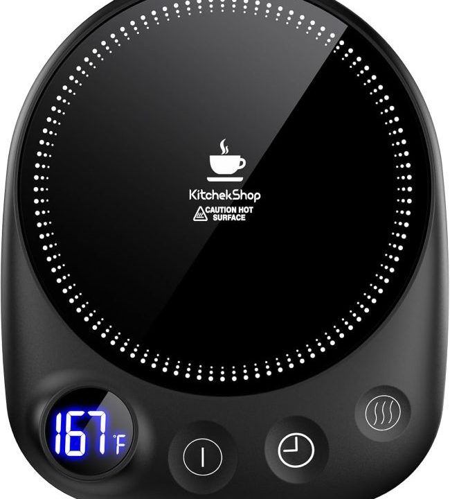 KitchekShop coffee warmer with 1–12 hour timer for Missouri desk routines