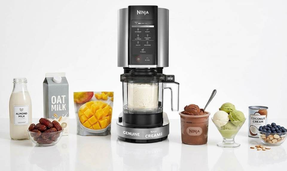 Ninja NC301 Creami making homemade vegan vanilla ice cream