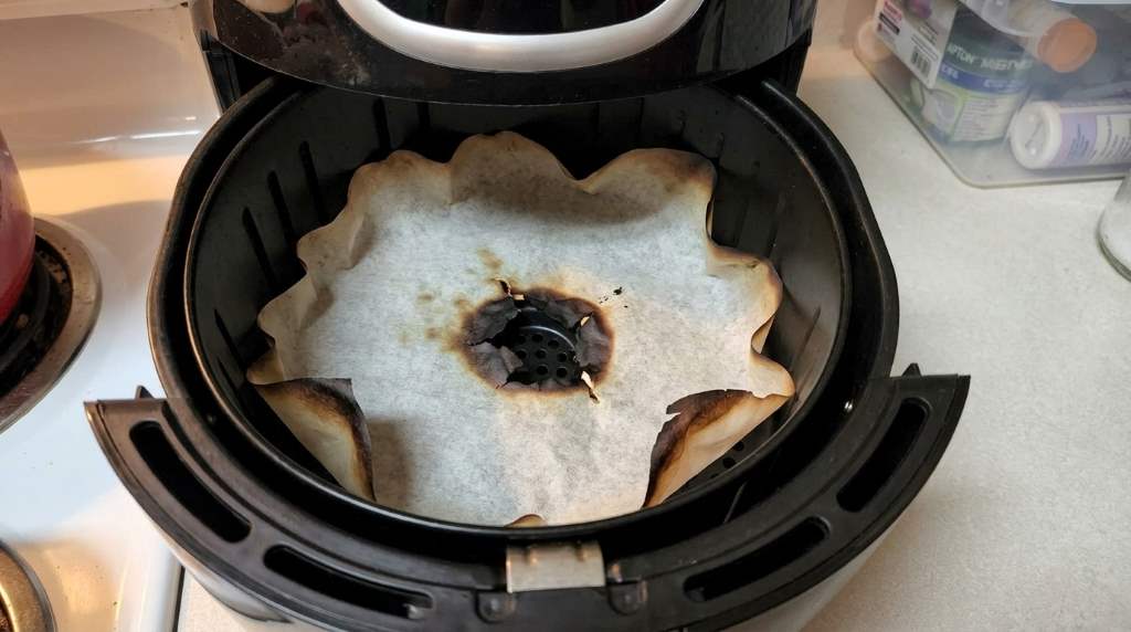 Ninja air fryer heating element with food residue