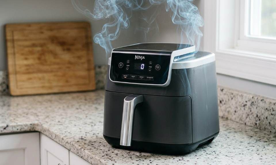 Ninja air fryer producing white smoke during cooking