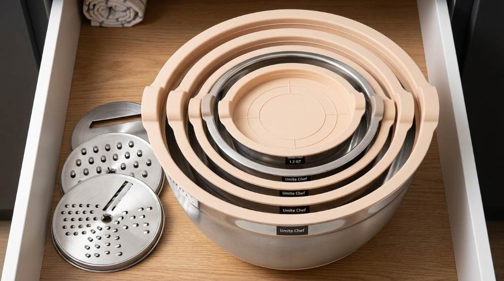 Proper cabinet arrangement for Umite Chef bowl set
