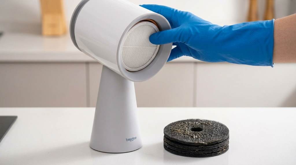 Removing grease from a Breetee portable range hood filter
