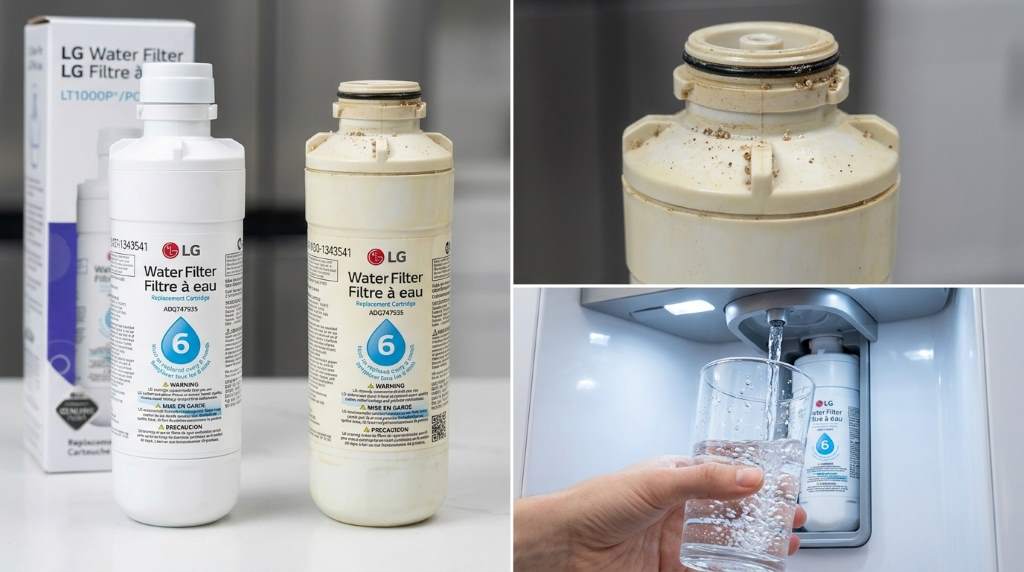 Replacing an LG LT1000P water filter inside refrigerator