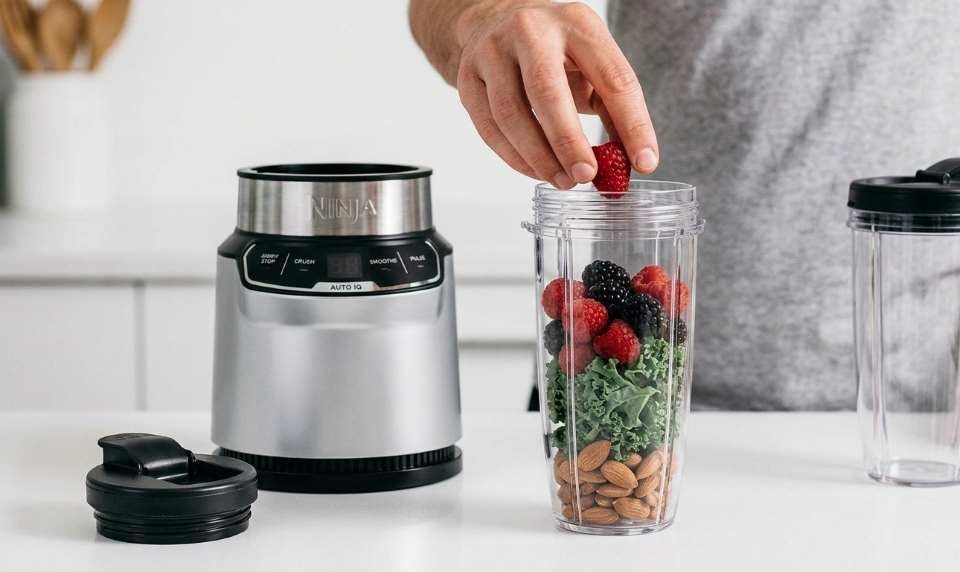 Using Ninja Nutri Blender Pro Auto iQ for smoothie preparation