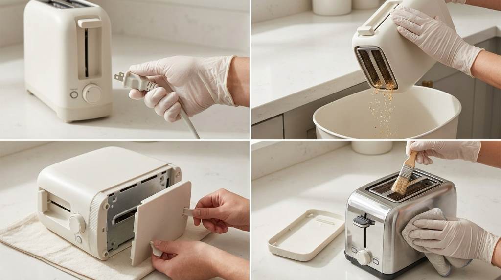 Wiping the exterior of a Bella 2 Slice Slim Toaster