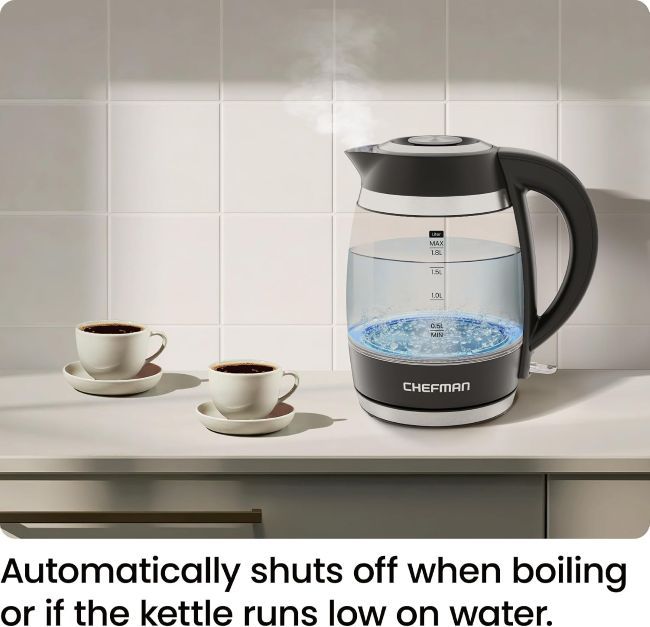 Chefman glass electric kettle with removable tea infuser