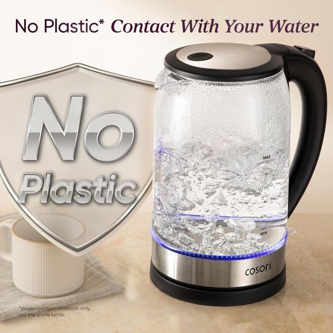 Cosori electric kettle with modern countertop design