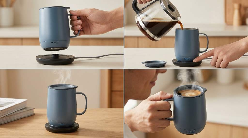 How to set temperature on Kepwam T2 coffee mug