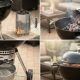 Outdoor chef checking built-in lid thermometer on black Weber Original Kettle Premium