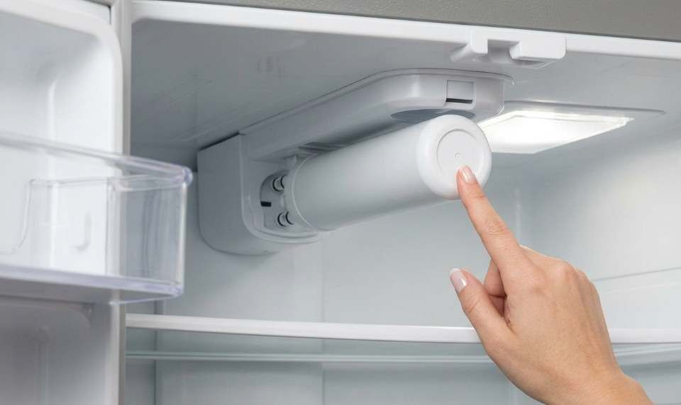 Replacing Frigidaire WF3CB refrigerator water filter inside filter housing